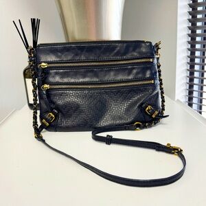 ELLIOTT LUCCA BLACK LEATHER BRASS CROSSBODY